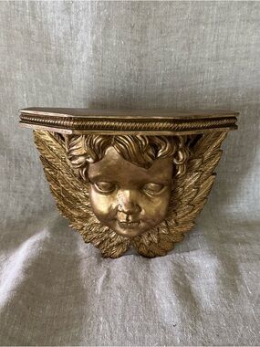 Vintage Gold Cherub Wall Sconce Shelf